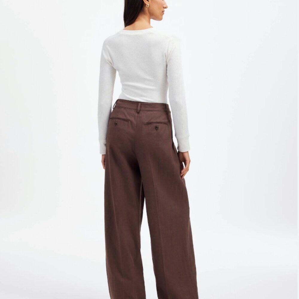 NWT Madewell Harlow Wide-Leg Pant in Drapey Twill in Dark Carob Size P6 - Picture 5 of 6